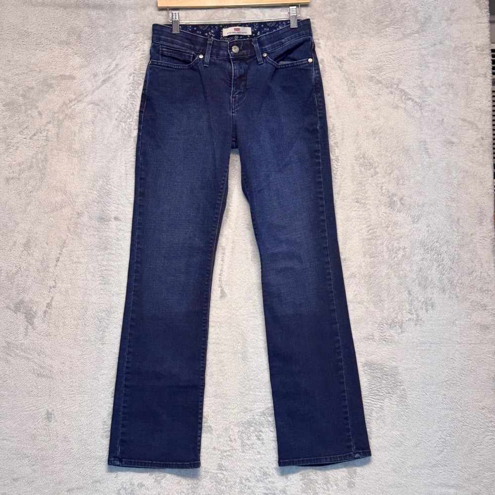 Levis 525 Perfect Waist Bootcut Jeans Womens 8M Blue Denim Flap Pocket Stretch